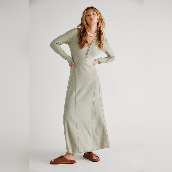Free People Dresses & Skirts - Free People Beach Size XS Miles of Henley Cotton Long Sleeve Maxi Dress